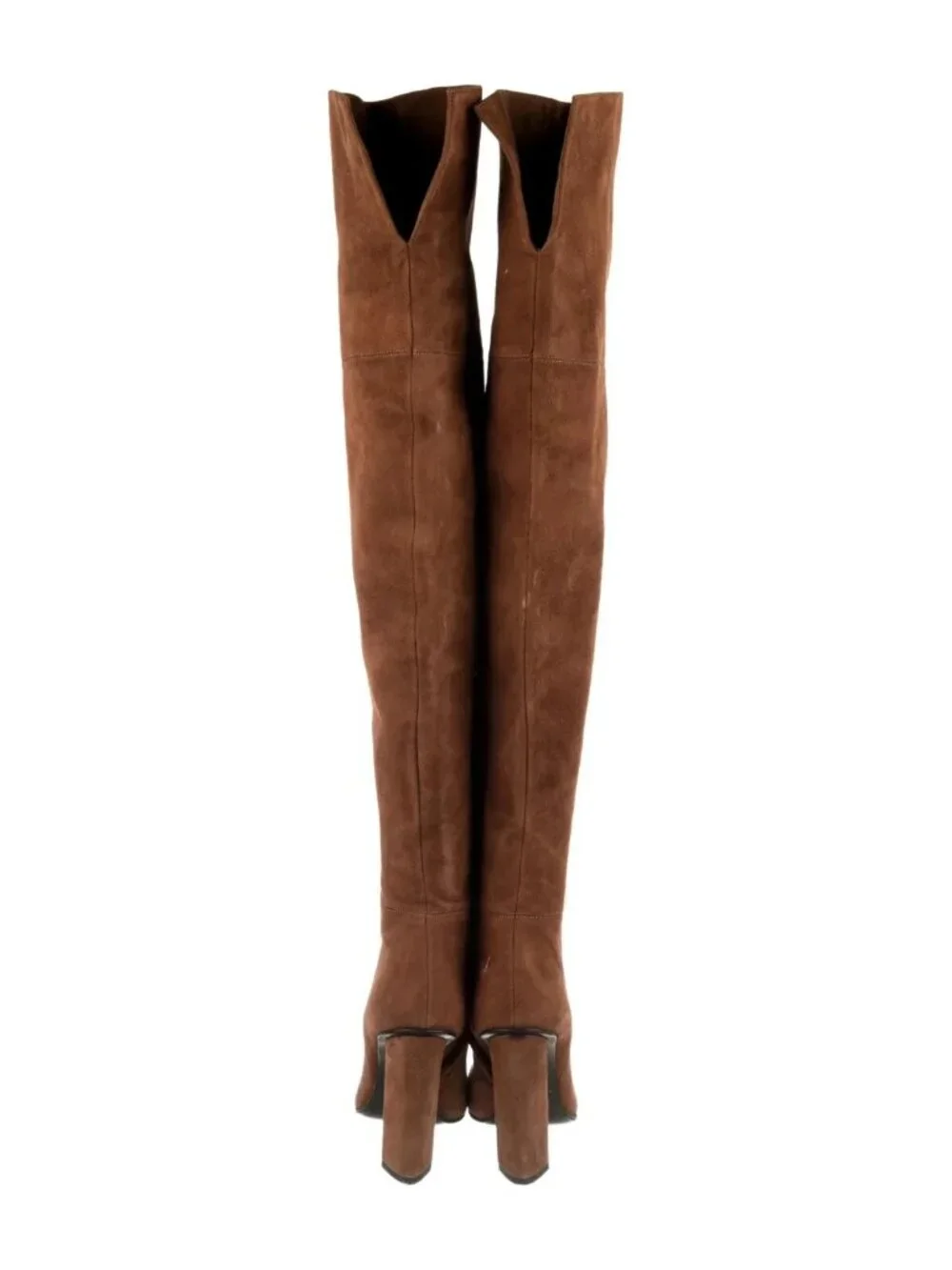 7.5, Giuseppe Zanotti Over-the-Knee Boots Brown Suede Leather Block Heel, Chic